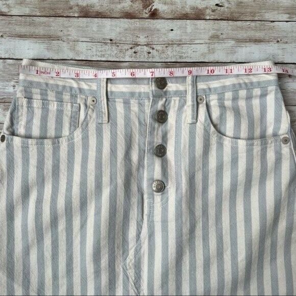 Madewell Striped Pompano A Line Button Front Mini Skirt Size 25 - Picture 7 of 9